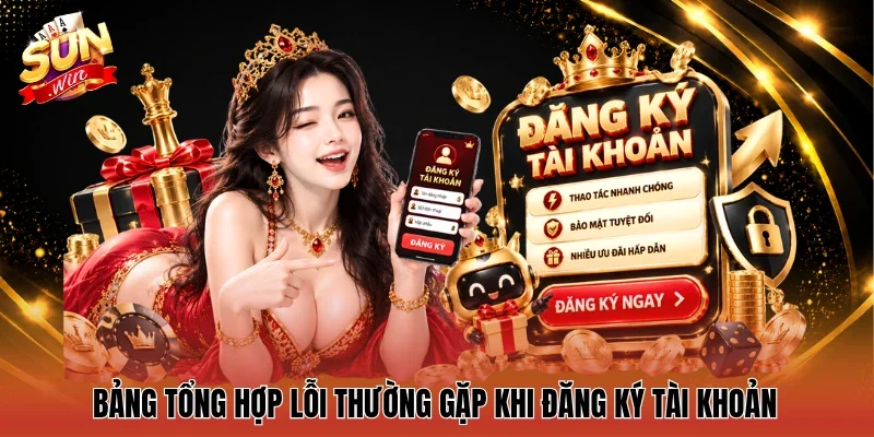 Bảng tổng hợp lỗi thường gặp khi đăng ký tài khoản